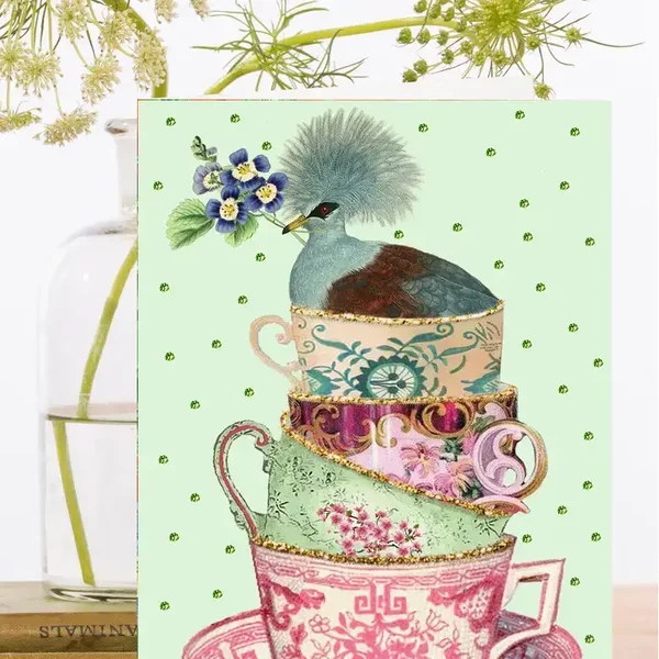 Madame Treacle Kaart "Teacups" met glitter