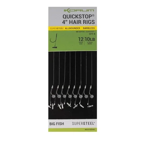Korum Quickstop Hair Rigs - Barbless