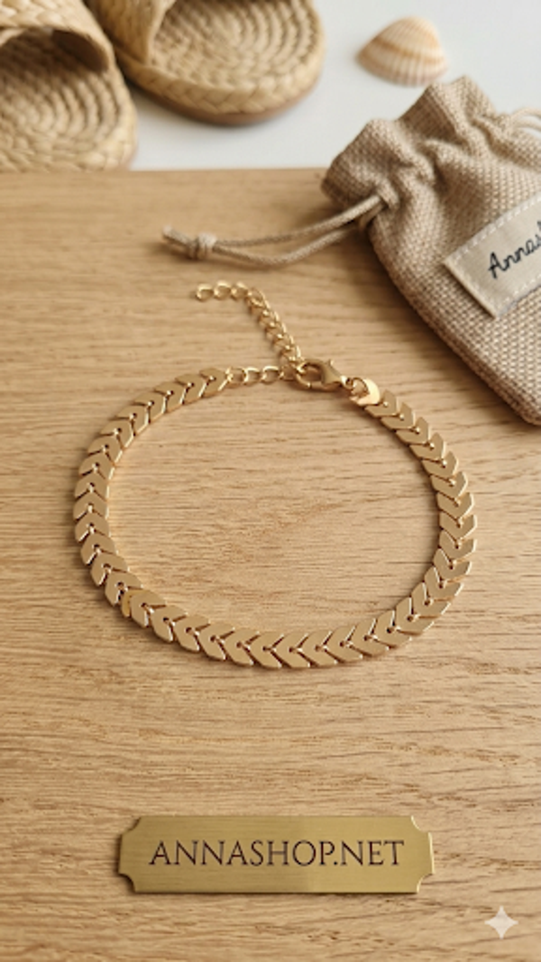 ✨ Elegante Fußkette „Chevron Gold“ im Fischgräten-Design  (Für Frauen)