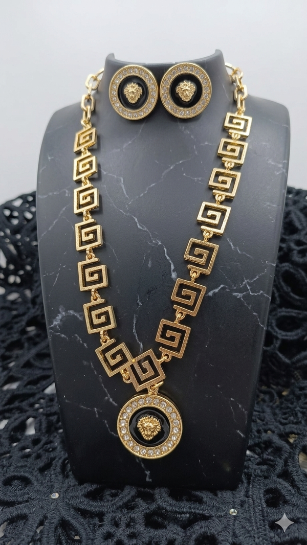 🦁 Luxuriöses Statement-Schmuckset „Leo Imperium“ – Halskette & Ohrringe  (Für Frauen)