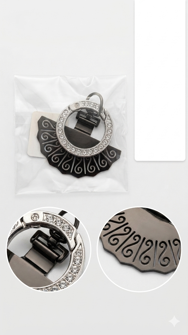 Edler Handy-Anhänger mit Kristallen in Gunmetal-Optik – Stylischer Handyschmuck  (Für Frauen)
