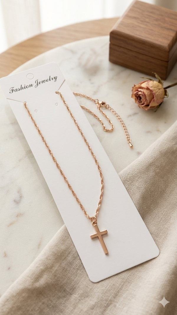 Elegante Kreuzkette in Gold-Optik – Stylischer Modeschmuck  (Für Frauen)