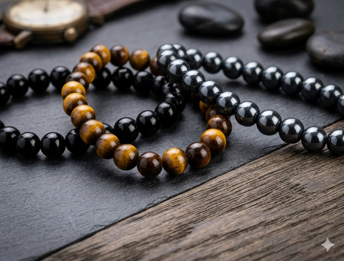 3er-Set Herren-Perlenarmbänder – Kraftvoller Naturstein-Look für Männer