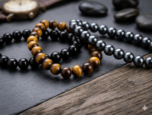 3er-Set Herren-Perlenarmbänder – Kraftvoller Naturstein-Look für Männer