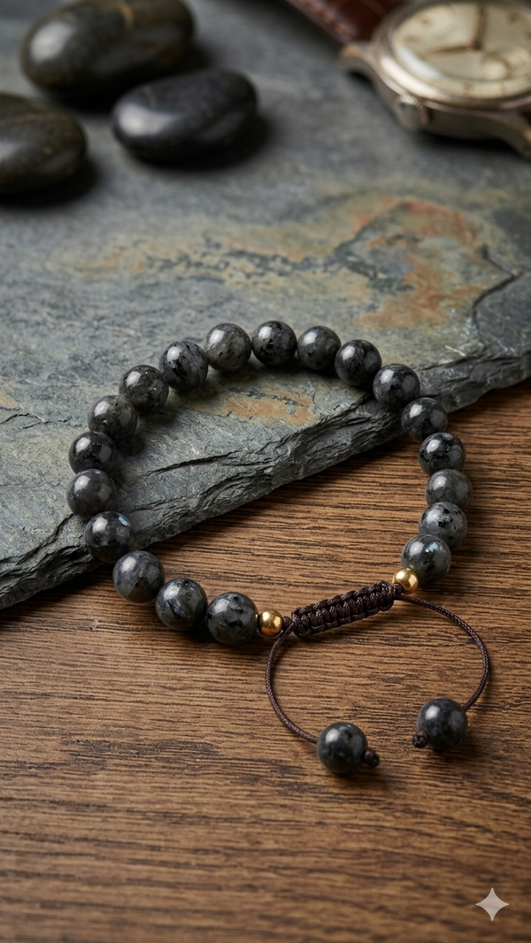Maskulines Makramee-Perlenarmband in Labradorit-Optik – Lässiger Herren-Schmuck im edlen Naturstein-Look