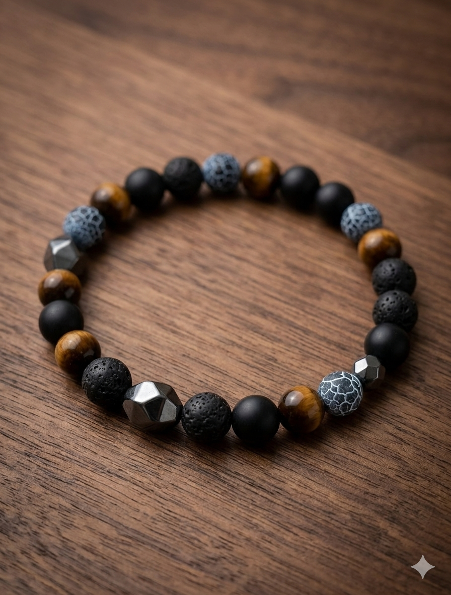 Maskulines Perlenarmband im Multistone-Look – Edler Herren-Schmuck mit Hämatit-Akzenten