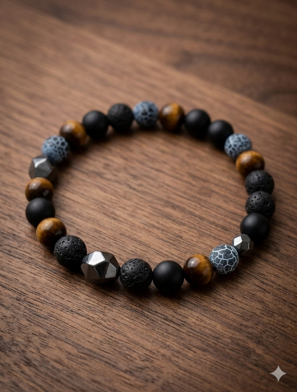 Maskulines Perlenarmband im Multistone-Look – Edler Herren-Schmuck mit Hämatit-Akzenten