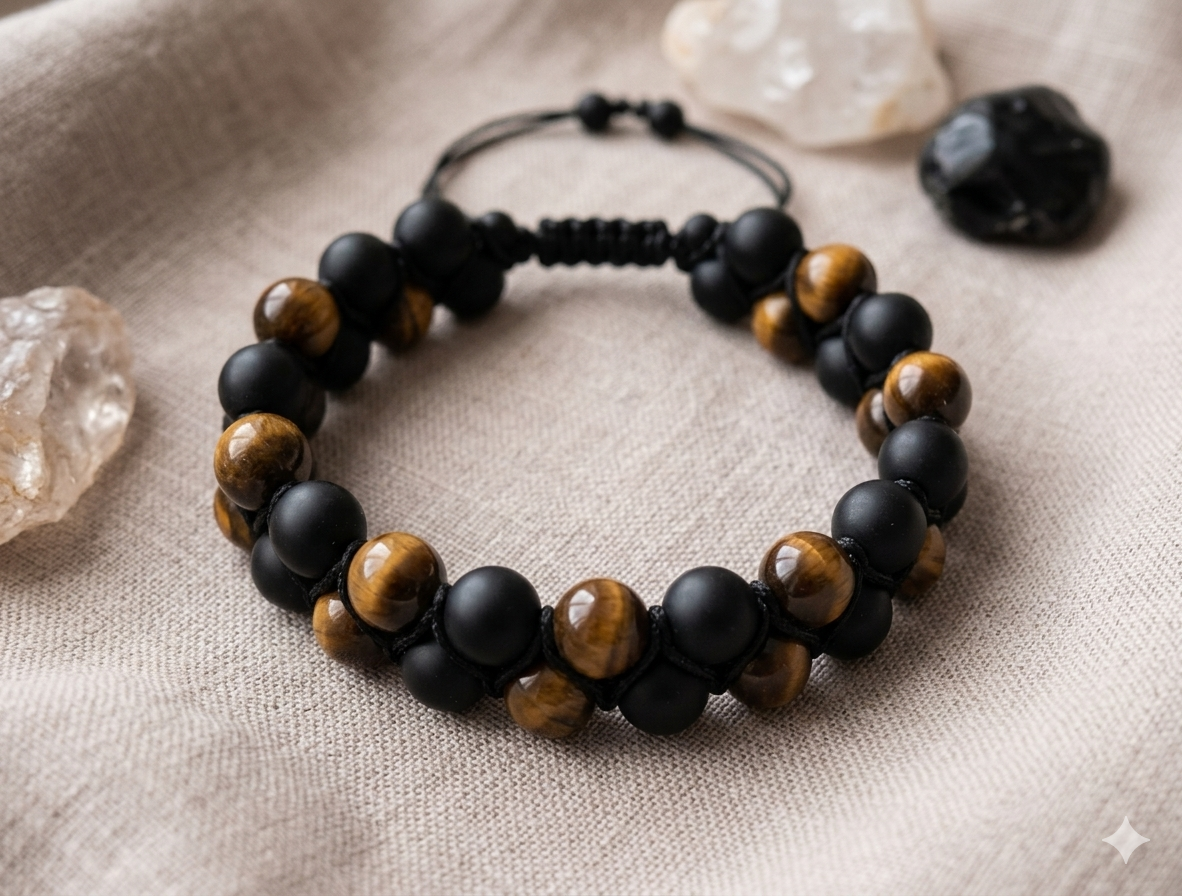 Setzen Sie einen kraftvollen und erdigen Akzent an Ihrem Handgelenk! Dieses charakterstarke Herren-Armband begeistert durch das Zusammenspiel rauer Naturstrukturen und warmer Holztöne. Die poröse, tiefschwarze Oberfläche der Perlen im Lava-Look wird im vo