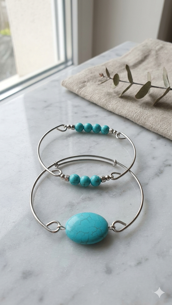 Türkis-Armreif-Set „Desert Breeze“ – Stilvolles Trio im Boho-Look  (Für Frauen)
