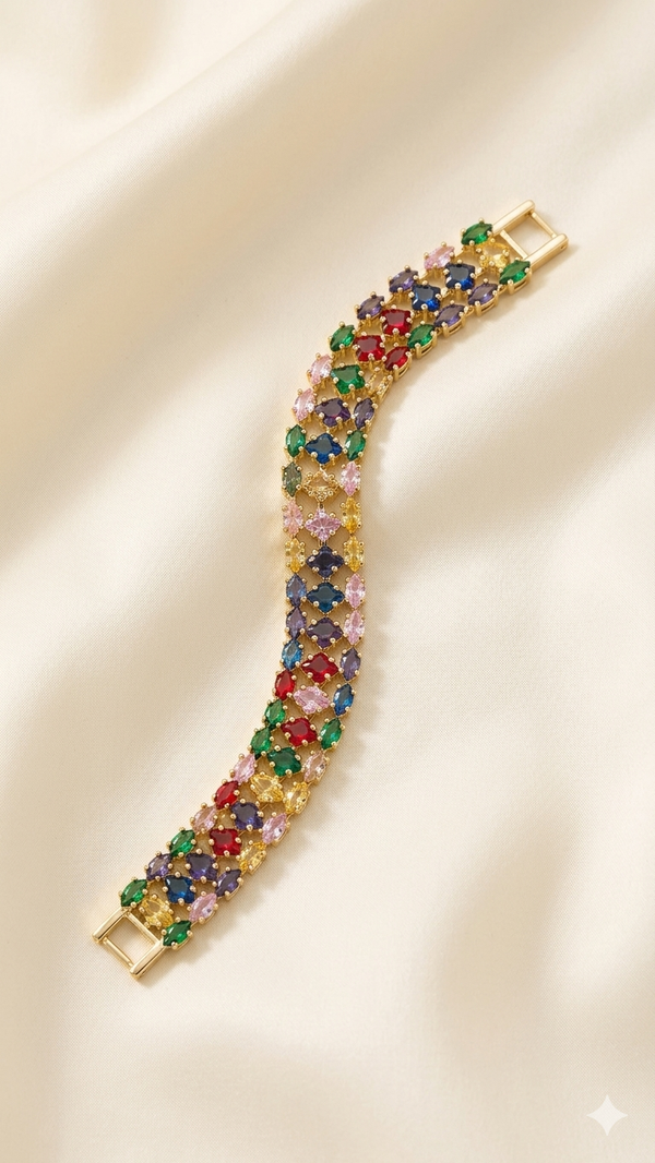 Kristall-Armband „Rainbow Symphony“ – Farbenfroher Luxus im Statement-Look  (Für Frauen)
