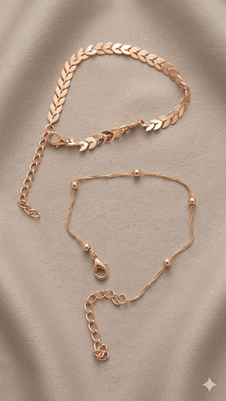 Armband-Set „Golden Leaves“ – Filigranes Duo in edlem Gelbgold  (Für Frauen)