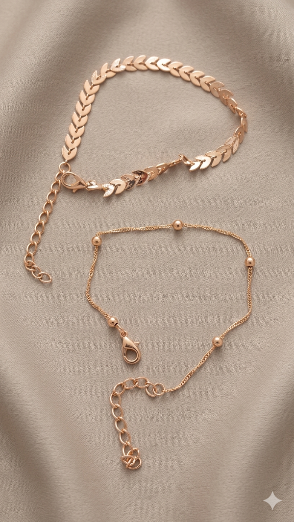 Armband-Set „Golden Leaves“ – Filigranes Duo in edlem Gelbgold  (Für Frauen)