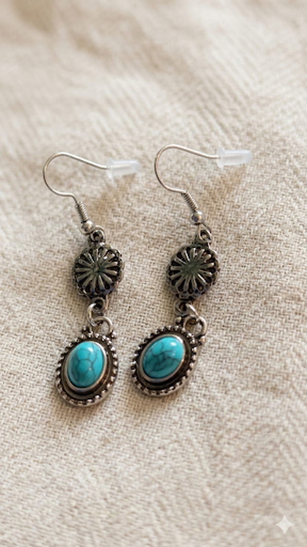 Damen-Hängeohrringe „Desert Oasis“ – Stilvoller Ethno-Schmuck mit Türkis-Akzenten  (Für Frauen)