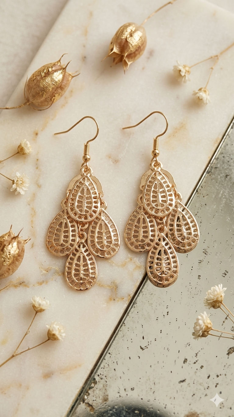 Filigrane Ornament-Ohrringe im Kaskaden-Look (4,5 cm) (für Frauen)