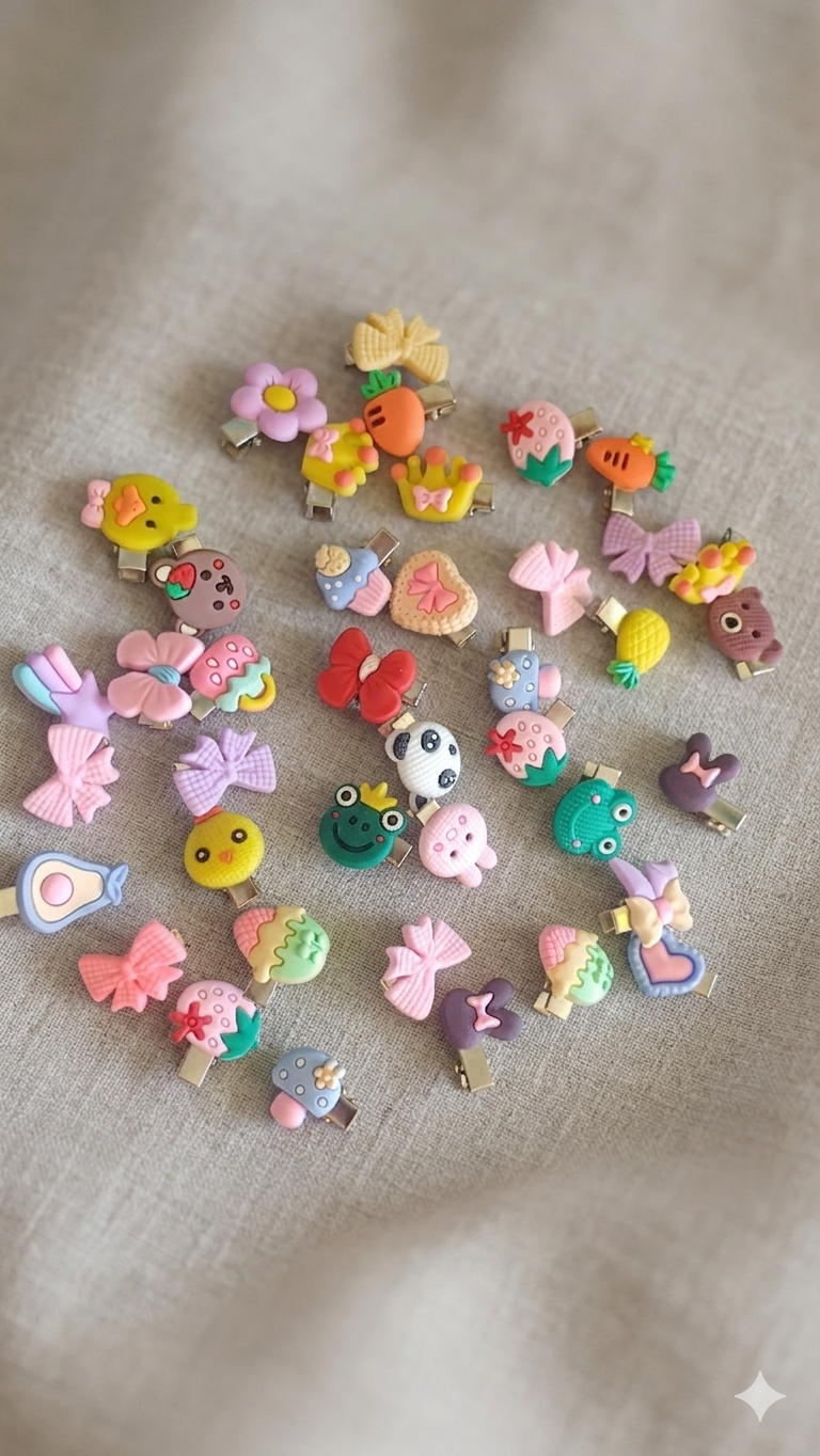 5er-Set Mini-Kinder-Haarklammern – Zufällige Auswahl (bis 2 cm)