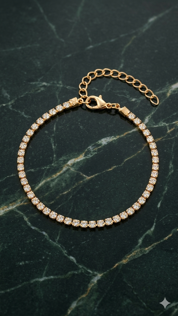 Elegantes Frauen Armband „Glitzernde Tennis-Kette“ – Gelbbrillant