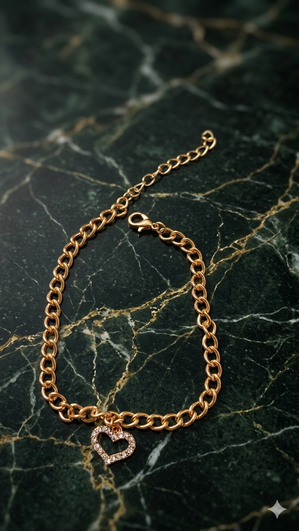 Romantisches Frauen Armband „Herz-Gliederkette“ – Gelbbrillant