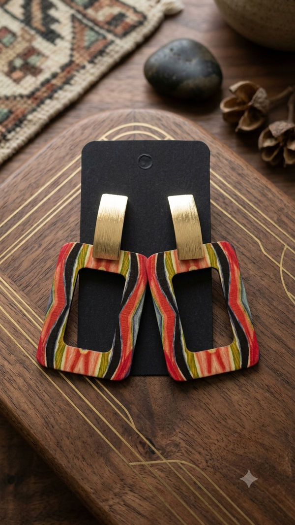 Statement-Ohrringe für Frauen – Geometrischer Holzschmuck „Artistic Vibe“
