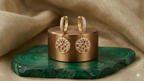 Elegante Lebensbaum-Creolen mit funkelndem Strass für Frauen
