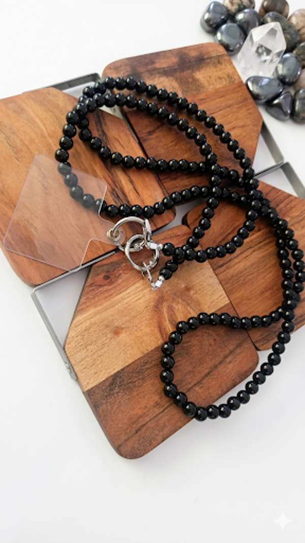 Klassische Crossbody Perlen-Handykette in elegantem Schwarz für Frauen