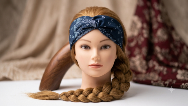 Breites Boho-Haarband in Dunkelblau (One Size) für Frauen