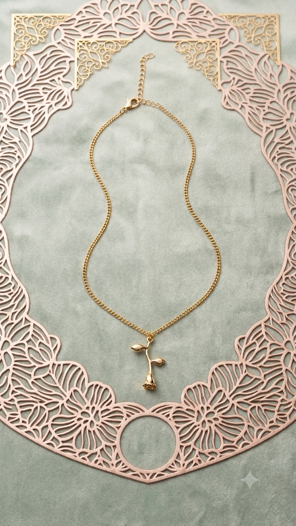 Filigrane Rosen-Halskette (51 cm) – Elegante Panzerkette mit Blüten-Anhänger in Gold für Frauen