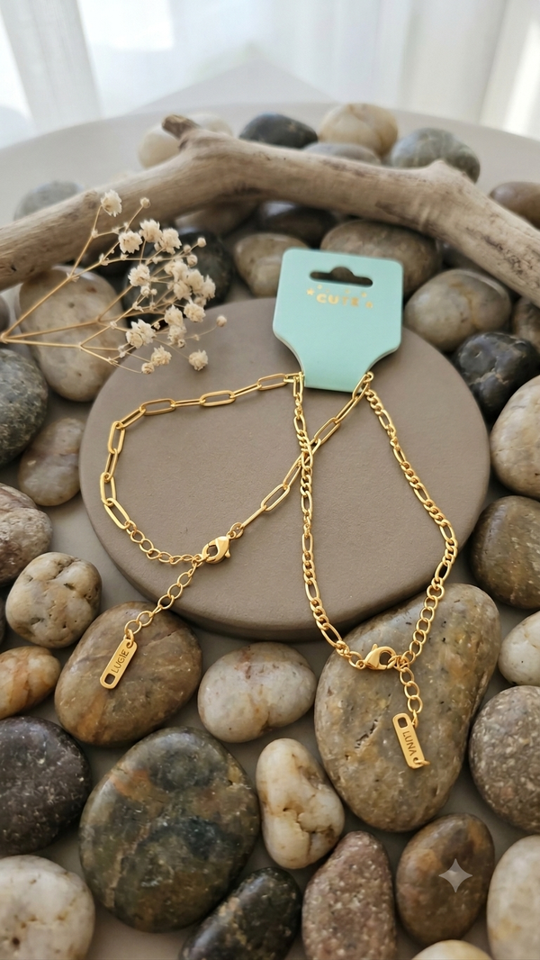 Elegantes 2er-Set Armbänder (23 cm) – Gliederarmbänder in Gold für Frauen