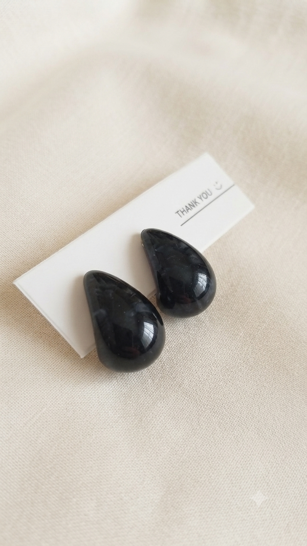 Chunky Creolen-Ohrstecker in Onyx-Schwarz für Frauen