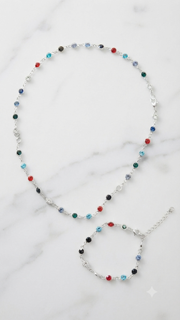 Funkelndes Strass-Schmuckset „Rainbow“ – Filigrane Halskette & Armband mit bunten Steinen FÜR FRAUEN