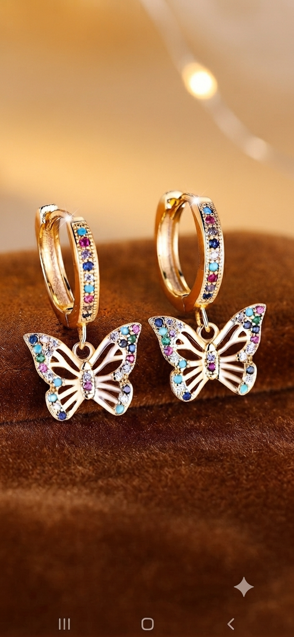 Edelstahl-Creolen „Butterfly“ – Gold & Bunt (2,5 cm)