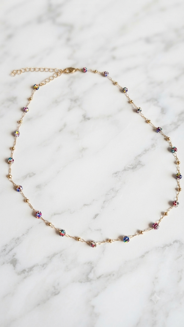 „Confetti Glow“ in Gold mit bunten Perlen für Frauen