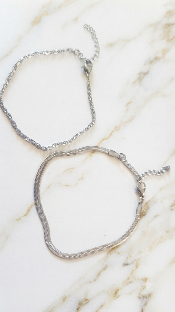 Armband Set „Gedrehter Schlangenglanz“ 21 cm für Frauen