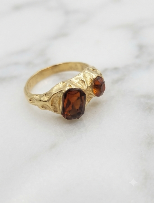 Ring „Amber Glow“ (18 mm, Gold-Optik) für Frauen
