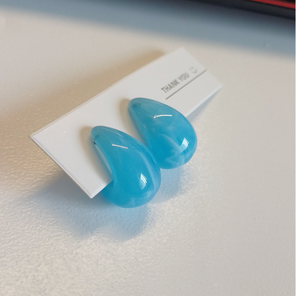 Chunky Creolen-Ohrstecker in Ocean-Blau / Türkis für Frauen