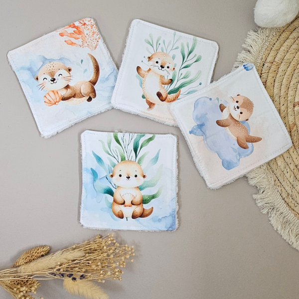 Lingettes lavables Loutres