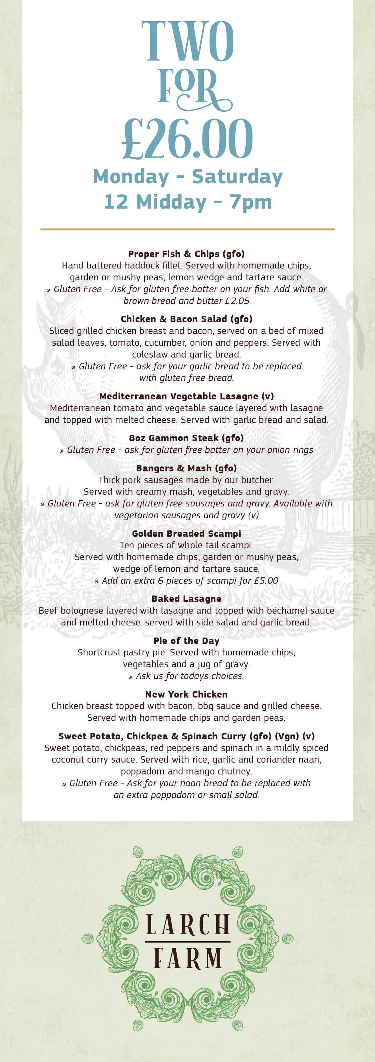 La Rural Lunch Menu Menu