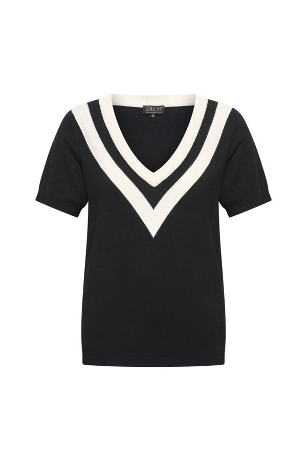 Zilch, top colored V, black
