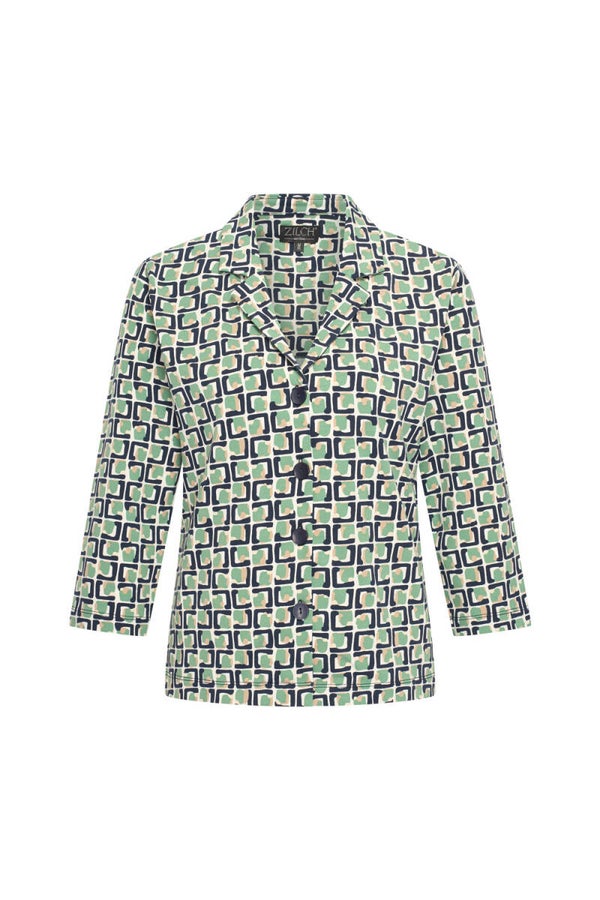 Zilch, blouse ,3/4 sleeve, cubes navy