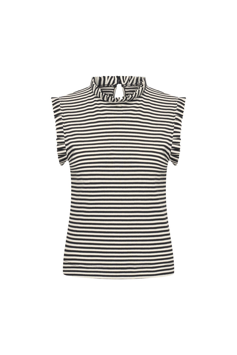 Zilch, top ruffle, two tones black