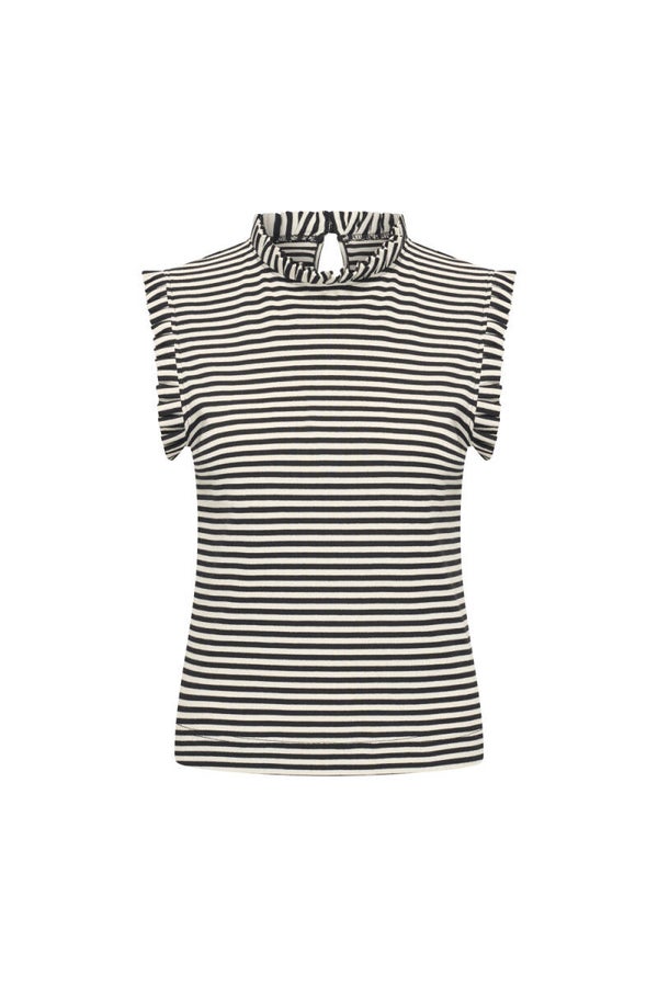 Zilch, top ruffle, two tones black