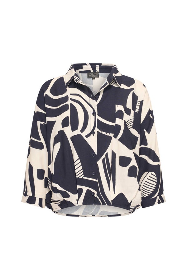 Zilch, blouse short, pattern navy