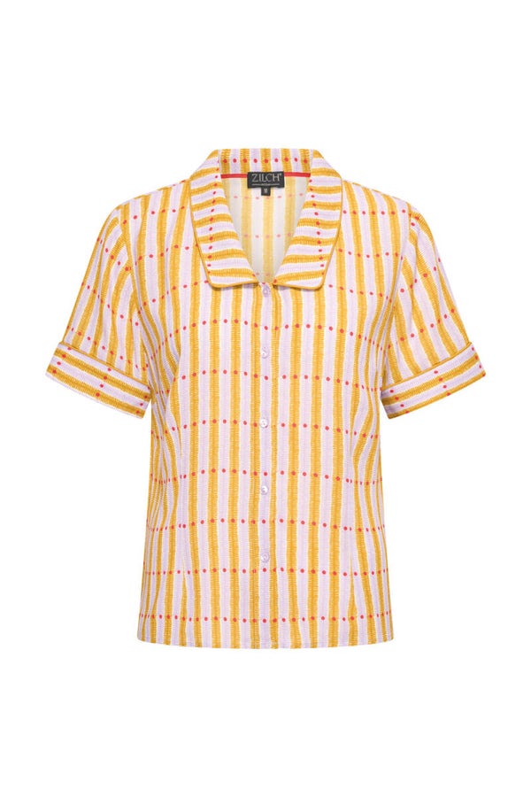 Zilch, blouse collar, stripes and dots lilac