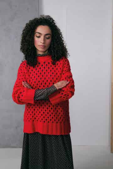 Zilch, sweater fancy knit, tomato
