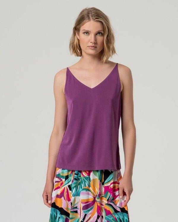 Surkana, V neck strap top, purple