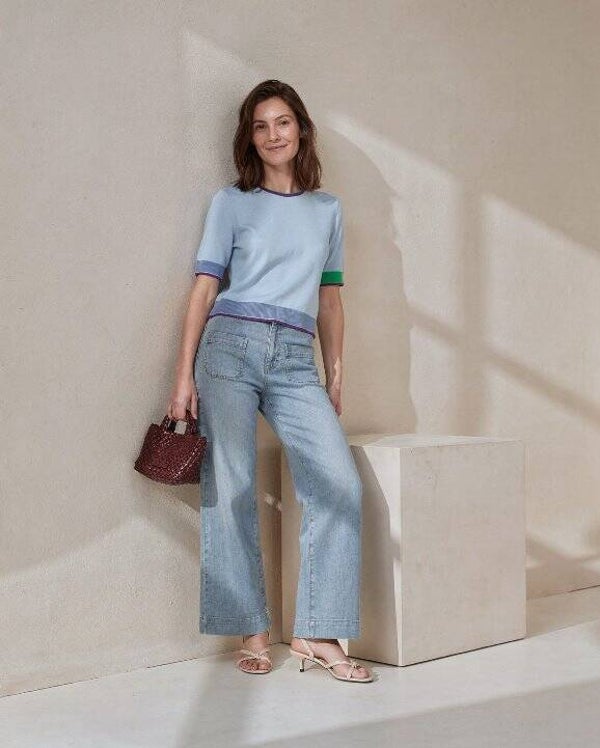 Surkana, jeans wide legs, light blue