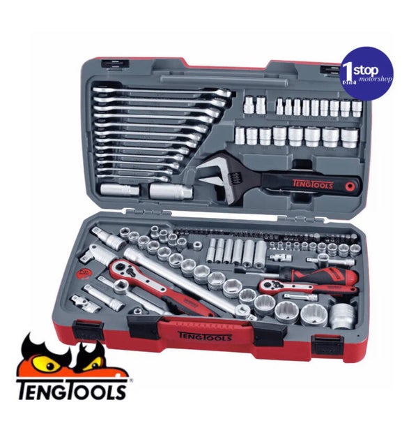 Teng Tools TM127 127 Piece 1/4", 3/8" & 1/2" Drive Metric/AF Socket & Tool Set