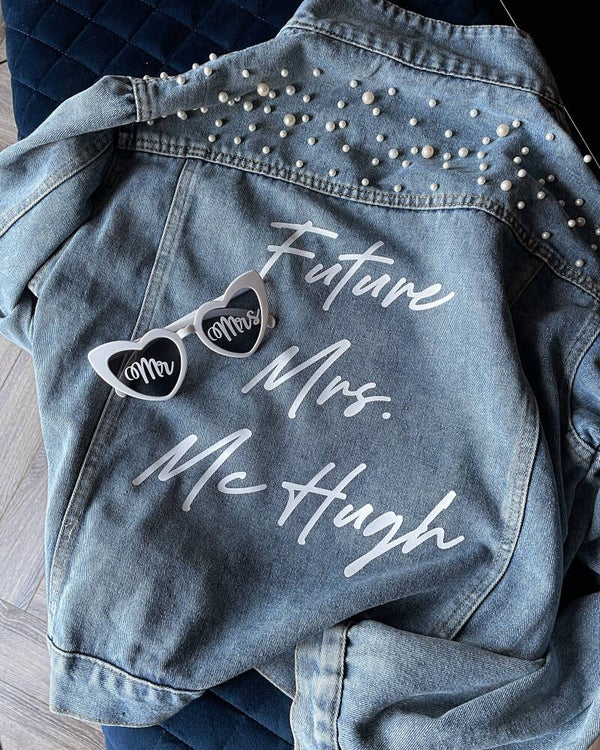 Pearl Embellished Personalised Denim Jacket