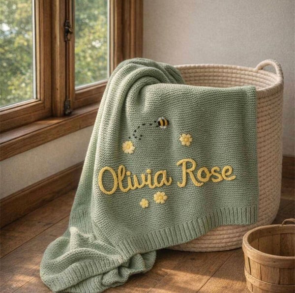 Hand Embroidered Baby Blanket