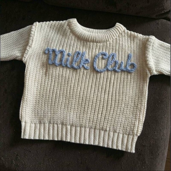 Milk Club Hand Embroidered Baby Jumper | Unique Baby Gift