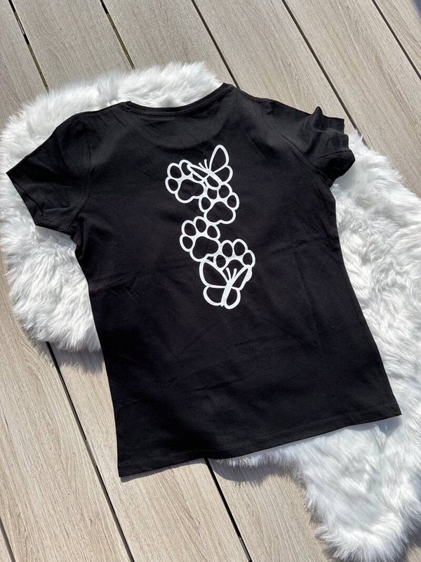 Butterflies with paw prints shirt
